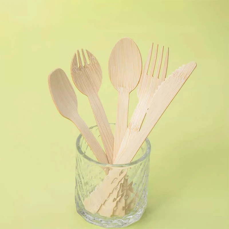 biodegradable disposable bamboo fork knife spoon